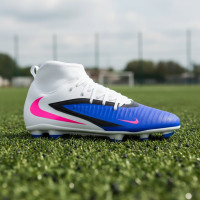 Nike Phantom 6 High Club Gras / Kunstgras Voetbalschoenen (MG) Blauw Wit Felroze