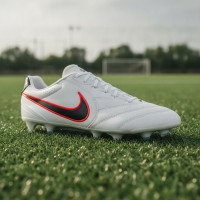 Nike Tiempo Ligera Pro Gazon Naturel Chaussures de Foot (FG) Blanc Noir Rouge Vif