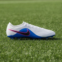Nike Tiempo Maestro Elite Gazon Artificiel Chaussures de Foot (AG) Blanc Bleu Rose Vif
