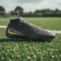 Nike Phantom 6 High LV8 Elite Gazon Naturel Chaussures de Foot (FG) Gris Foncé Orange Multicolore