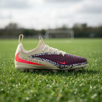Nike Phantom 6 Low Academy Gazon Naturel Artificiel Chaussures de Foot (MG) Enfants Blanc Cassé Bordeaux Rouge