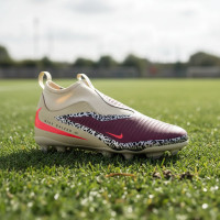 Nike Phantom 6 High Academy Gazon Naturel Artificiel Chaussures de Foot (MG) Enfants Blanc Cassé Bordeaux Rouge
