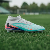 Nike Phantom 6 High Academy Gazon Naturel Artificiel Chaussures de Foot (MG) Argenté Turquoise Orange Bleu