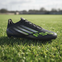 adidas F50 Elite Gazon Naturel Chaussures de Foot (FG) Noir Argenté Néon Jaune