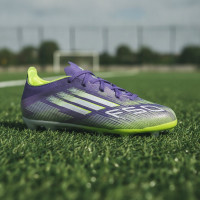 adidas F50 Elite Gazon Naturel Chaussures de Foot (FG) Enfants Mauve Blanc Néon Jaune