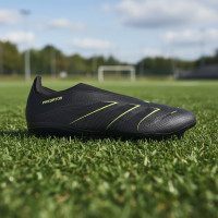 adidas Predator League Sans Lacets Gazon Naturel Artificiel Chaussures de Foot (MG) Noir Gris Foncé Néon Jaune