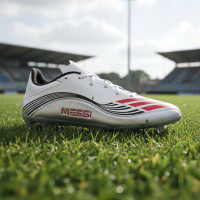 adidas F50 Messi League Gras / Kunstgras Voetbalschoenen (MG) Wit Zilver Rood