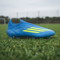 adidas F50 Elite Sans Lacets Gazon Naturel Chaussures de Foot (FG) Bleu Néon Jaune