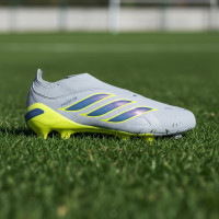 adidas Predator League Sans Lacets Gazon Naturel Chaussures de Foot (FG) Enfants Bleu Clair Bleu Jaune