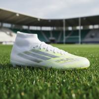 adidas F50 Sparkfusion Pro Gazon Naturel Artificiel Chaussures de Foot (MG) Femmes Blanc Gris Néon Jaune
