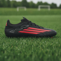 adidas F50 League Gras / Kunstgras Voetbalschoenen (MG) Zwart Rood Donkergrijs