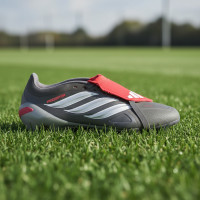 adidas Predator League FT Gazon Naturel Chaussures de Foot (FG) Gris Foncé Blanc Argenté Rouge