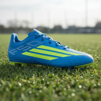 adidas F50 Club Gazon Naturel Gazon Artificiel Chaussures de Foot (MG) Enfants Bleu Néon Jaune