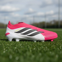adidas Predator League Sans Lacets Gazon Naturel Chaussures de Foot (FG) Rouge Blanc Noir