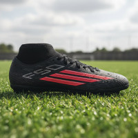 adidas F50 Club Mid Gazon Naturel Gazon Artificiel Chaussures de Foot (MG) Enfants Noir Rouge Gris Foncé