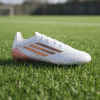 adidas F50 Salah Elite Gazon Naturel Chaussures de Foot (FG) Blanc Doré Orange