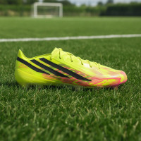 adidas F50 Hyperfast Elite Too Light Gras Voetbalschoenen (FG) Neongeel Zwart Roze