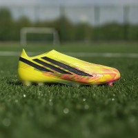adidas F50 Hyperfast Elite Too Light Sans Lacets Gazon Naturel Chaussures de Foot (FG) Néon Jaune Noir Rose