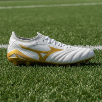 Mizuno Morelia Neo IV Beta Japan Gras Voetbalschoenen (FG) Wit Goud Zilver