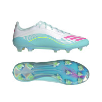 adidas F50 Messi Elite Gazon Naturel Chaussures de Foot (FG) Blanc Turquoise Rose