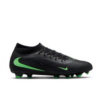 Nike Phantom 6 High Academy Gazon Naturel Artificiel Chaussures de Foot (MG) Noir Vert Vif