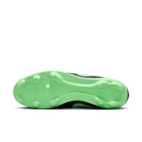 Nike Tiempo Maestro Club Gazon Naturel Artificiel Chaussures de Foot (MG) Noir Vert Vif Gris Argenté