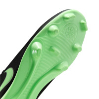 Nike Tiempo Maestro Club Gazon Naturel Artificiel Chaussures de Foot (MG) Noir Vert Vif Gris Argenté