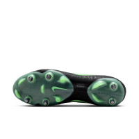Nike Tiempo Maestro Elite Crampons Vissés Chaussures de Foot (SG) Noir Vert Vif Gris Argenté