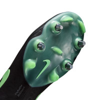 Nike Tiempo Maestro Elite Crampons Vissés Chaussures de Foot (SG) Noir Vert Vif Gris Argenté