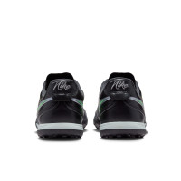 Nike Tiempo Ligera Pro Turf Chaussures de Foot (TF) Noir Vert Vif Gris Argenté