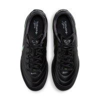 Nike Tiempo Ligera Pro Turf Chaussures de Foot (TF) Noir Vert Vif Gris Argenté