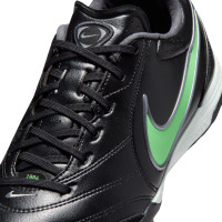 Nike Tiempo Ligera Pro Turf Chaussures de Foot (TF) Noir Vert Vif Gris Argenté