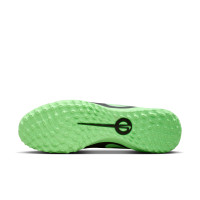 Nike Tiempo Maestro Club Turf Chaussures de Foot (TF) Noir Vert Vif Gris Argenté