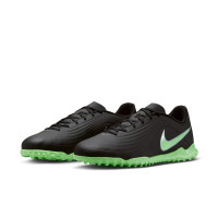 Nike Tiempo Maestro Club Turf Chaussures de Foot (TF) Noir Vert Vif Gris Argenté