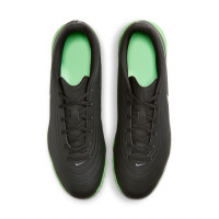 Nike Tiempo Maestro Club Turf Chaussures de Foot (TF) Noir Vert Vif Gris Argenté