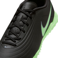 Nike Tiempo Maestro Club Turf Chaussures de Foot (TF) Noir Vert Vif Gris Argenté