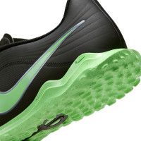 Nike Tiempo Maestro Club Turf Chaussures de Foot (TF) Noir Vert Vif Gris Argenté