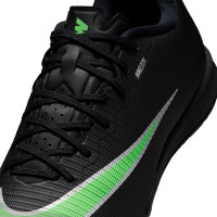 Nike Mercurial Vapor 17 Academy Chaussures de Foot en Salle (IN) Noir Vert Vif Gris Argenté