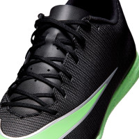 Nike Mercurial Vapor 17 Club Chaussures de Foot en Salle (IN) Noir Vert Vif Gris Argenté
