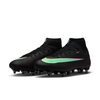 Nike Zoom Mercurial Superfly 11 Academy Crampons Vissés Chaussures de Foot (SG) Anti-Clog Noir Vert Vif Gris Argenté