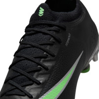 Nike Mercurial Vapor 17 Elite Crampons Vissés Chaussures de Foot (SG) Noir Vert Vif Gris Argenté