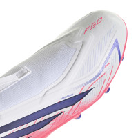 adidas F50 Hyperfast League Veterloze Gras Voetbalschoenen (FG) Kids Wit Paars Roze