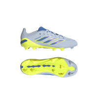 adidas Predator Elite Gras Voetbalschoenen (FG) Kids Lichtblauw Blauw Geel