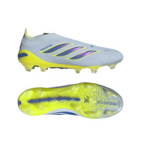 adidas Predator Elite Sans Lacets Gazon Naturel Chaussures de Foot (FG) Bleu Clair Bleu Jaune