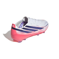 adidas F50 Hyperfast Elite Gazon Naturel Chaussures de Foot (FG) Enfants Blanc Mauve Rose