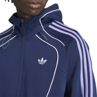 Veste d'entraînement à capuche adidas Spacer bleu foncé violet blanc