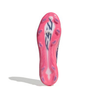 adidas F50 Hyperfast Pro Gazon Naturel Chaussures de Foot (FG) Blanc Mauve Rose
