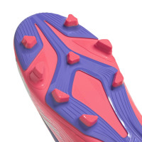 adidas F50 Hyperfast Club Mid Gazon Naturel Artificiel Chaussures de Foot (MG) Enfants Blanc Mauve Rose