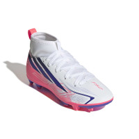 adidas F50 Hyperfast Club Mid Gazon Naturel Artificiel Chaussures de Foot (MG) Enfants Blanc Mauve Rose