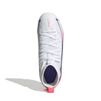 adidas F50 Hyperfast Club Mid Gazon Naturel Artificiel Chaussures de Foot (MG) Enfants Blanc Mauve Rose